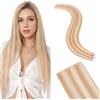 Silk-co Invisibile Extension Capelli Veri Biadesivo, Extension Biadesive Capelli Veri 10pz 20g, 25cm Estensioni di Capelli Umani Adesive, 27P613 Biondo Scuro & Sbiancante