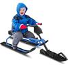 Qdreclod - Slitta da neve con doppi freni e volante, per sci, slittino da neve, sport all'aria aperta, slittino, sci, skooter per bambini e adulti, telaio in acciaio