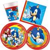 Decoraparty Set Stoviglie da Tavola per 8 Persone, Addobbi Decorazioni per Festa Compleanno, 8 Piatti Grandi, 8 Piatti Piccoli, 20 Tovaglioli, 8 Bicchieri, The Hedgehog, Blue Blur (44 pz)