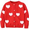 DHASIUE Cardigan da bambina per San Valentino, in jacquard, a maniche lunghe, per bambini dai 3 ai 7 anni, Cuore rosso., 3-4 Anni