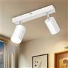 Dehobo Faretti LED Soffitto Orientabili, Moderna Lampada da Soffitto 2 Luce GU10 Bianco, Lampada Plafoniera Luminaria Interno Alluminio per Salotto, Cameretta, Cucina, Senza Lampadina