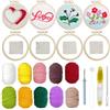 Allazone Punch Needle Starter Kit, 4 Pz Kit per Ricamo con Motivo e Lstruzioni, Set da Ricamo per Principianti, Adulti e Bambini, Cuore e Fiore