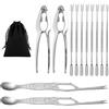 HDGSAFD Set da 12 pezzi, 1 custodia, forbici per granchio in acciaio inox, utensili per mangiare frutti di mare, forbici per carne di granchio