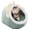 PETCUTE Cuccia Gatto Chiusa Interno,Cuccia per Gatti Interno con Cuscino Rimovibile,Cuccia Semichiusa per Animali Domestici con Palla di Pelo,Antiscivolo,per Gatti e Cani di Piccola Taglia