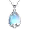 YAFEINI Collana con ciondolo in filigrana con catena in argento Sterling 925 e pietra di luna per donne e ragazze, Argento sterling, Pietra di luna