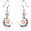 Qings Orecchini Luna Argento 925 Granato Ametista Acquamarina Smeraldo Rubino Peridoto Zaffiro Tormalina Citrino Tanzanite Orecchini Stella e Mezzaluna Celtica con Pendenti Pietra di Nascita di Cuore