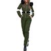 Generic Tuta Sportiva Invernale da Donna Impermeabile con Colletto Rimovibile Tuta da Sci con Cerniera per Sport all' Cappotto Invernale Taglie Forti