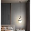 THisga LED Globo di vetro Lampada a sospensione Minimalismo Nordico camera da letto Comodino Luce a sospensione Luce a soffitto Luce calda 3000K soggiorno cucina,Nero
