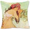 BONNIU Federa Copricuscino Decorativo con Cerniera 40X40 cm Federe Cuscini Velluto Ritratto Ragazza Vintage Art Deco - Mucha - Estate 1896 AL012
