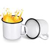 Augenstern 2 tazze da caffè smaltate da campeggio da 500 ml, con manico, in metallo bianco, portatili, vintage, rotonde, smaltate, per caffè, tè, picnic, viaggi, casa, ufficio