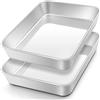 Onader Set di 2 teglie da forno rettangolari profonde, in acciaio inox, ideali per lasagne, biscotti, pizza, superficie piana e finitura spazzolata, lavabili in lavastoviglie, 26 x 20 x 5 cm