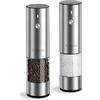 TLYSXPRO Macina Sale e Pepe Elettrico Set da 2, Ricaricabile USB-C, Macinapepe Elettrico con Grana Regolabile, Luce LED, Spazzola di Pulizia, Accessori Cucina, Acciaio inossidabile