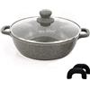 Nice Cooker - Roc-Tec® Stufa per Servire e Pentola a Cottura Lenta. Particelle Cere di Pietra. Antiadesivo. Tutte le Luci di Induzione + Forno (28 cm)