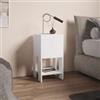 DEGHI Comodino 30x30 cm in legno bianco con 1 anta push pull - Kantiko