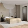 DEGHI Letto sommier matrimoniale 160x190 cm in tessuto effetto maglia tortora chiaro con contenitore - Luton