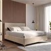 DEGHI Letto matrimoniale 160x190 cm in velluto beige con contenitore e piedi oro - Maverick
