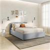 DEGHI Letto matrimoniale 160x200 cm in tessuto grigio con contenitore - Rasmus