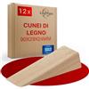 LouMaxx Set di 12 cunei in legno di faggio/frassino naturale - robusti 'cuneo'
