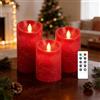 AnnSpa 3 Sets Rosso Candela LED Senza Fiamma a Batteria con Telecomando, Cera Vera Mossa tremolante stoppino Sfarfallio Ambra Candele gialla，Cera Unscented per Regalo e Decorazione