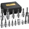 AMTOVL Set di 15PZ Chiavi a Bussola Torx 50BV30 CR-V più S2 in Acciaio con Adattatore per Trapano Elettrico T10 a T60 Adattatore per Presa Custodia Chiavi a Bussola Esagonale TX Star Bit Socket Set