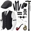 Grantop Costume anni '20 anni '20, costume da gangster, accessori da uomo, costume Mafia Gatsby, gilet Fedora, cappello baffi per uomo, carnevale, Halloween, cosplay (cappelli, L)