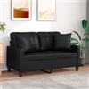 Homgoday Divano a 2 posti con cuscino decorativo, divano relax, divano per ospiti, divano, divano, divano, moderno, per soggiorno, camera da letto, ufficio, appartamento, nero, 120 cm in ecopelle