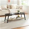 [en.casa] Tavolino da Salotto Tavolino Basso in Bambù Tavolino da Caffè per Soggiorno Tavolino Centrale con Piani Ovali di Appoggio 120 x 43 x 40 cm Nero/Beige