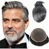 Mprosthesis Toupee, set per capelli da uomo, morbido pizzo svizzero, 10 x 8, Toupee, sistema di sostituzione dei capelli umani, per protesi dei capelli (#1B40 60% nero + 40% bianco)