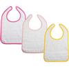 Filet - Set 3 Bavaglini Pappa o Asilo Nido con Chiusura a Strappo in Spugna Bianca con Tela Aida da Ricamare, 24x30 cm, Realizzato in Italia, Bordo in Tinta Unita var. Rosa, Fuxia, Giallo