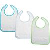 Filet - Set 3 Bavaglini Pappa o Asilo Nido con Chiusura a Strappo in Spugna Bianca con Tela Aida da Ricamare, 24x30 cm, Realizzato in Italia, Bordo in Tinta Unita var. Azzurro, Turchese, Verde