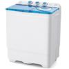 GYMAX Lavatrice a 2 Vasche con Capacità di Lavaggio da 6,5 KG e Capacità di Centrifuga da 2 KG, Lavatrice Portatile 280 W con Timer per Appartamento, Dormitorio, Campeggio, Blu/Nero (Blu + Bianco)
