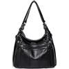 NOTAG Borsa da donna, convertibile 2 in 1, zaino in morbida pelle PU, borsa a tracolla multi tasche casual Hobo Bag, Nero , Large
