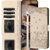 Nokverzy Custodia Cellulare per Samsung S21 Ultra 5G(6.8) Pelle Cover Magnetica Cavalletto Flip Portafoglio Custodia Libro per Samsung S21 Ultra 5G(6.8) Cover Porta Carte con Cordini Gatti Beige