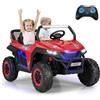 RELAX4LIFE Macchina Elettrica per Bambini a 2 Posti 12V Jeep con Telecomando da 2,4 GHz, Musica, Fari e USB, 3 Anni+, Portata di 59 kg (Rosso)