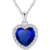 Crystalline Azuria Donna 18ct Placcato Oro Bianco Cuore Collana con Ciondolo con Zaffiro simulato Blu Cristalli di Zirconi 45 cm
