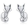 Newl - Orecchini a perno da donna in argento Sterling 925 a forma di volpe pieghevole, in argento Sterling