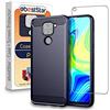 ebestStar - Cover per Xiaomi Redmi Note 9, Custodia Protezione Carbonio Design, TPU Morbida Antiurto, Blu scuro + Vetro Temperato
