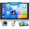 Podofo Android Autoradio 2 Din con Wireless Carplay Android Auto, 4+64G Auto Radio Android Bluetooth da 7 Pollici Doppio Din con Schermo con 59 UI, GPS, WiFi, SWC, Radio RDS/FM + Telecamera Posteriore