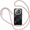 XTCASE Cover per Xiaomi Redmi Note 14 Pro 5G/Poco X7 5G con Cordino, Trasparente Custodia con Laccio Collo Tracolla Corda Cinghia, Ultra Sottile Morbido TPU Silicone Antiurto AntiGraffio, Oro Rosa