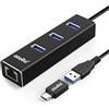 atolla - Adattatore USB LAN, in alluminio con 3 porte USB 3.0 e adattatore di rete Ethernet RJ45, adattatore USB Ethernet con adattatore USB C per Windows 10, 8.1, 8, 7, Vista, XP, Linux, Mac OS X