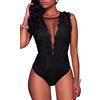 Loalirando Tuta in Tulle e Pizzo Donna Senza Maniche Babydoll Scollo a V Aperto Dietro Trasparente Sexy,Nero,M