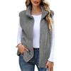CMTOP Gilet Donna in Pile Caldo Peluche Smanicato Elegante Senza Maniche Giacca Gilet con Collo Alto Leggero Morbido Gilet Autunno Inverno Gilet con Cerniera e Tasche(Nero, S)