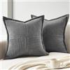Topfinel Set di 2 Federe 35x35 cm, Colore Grigio Scuro, in Velluto a Coste, per Divano, Camera da Letto, Soggiorno, Balcone,Grigio Scuro