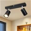 Dehobo Faretti LED Soffitto Orientabili, Moderna Lampada da Soffitto 2 Luce GU10 Nero, Lampada Plafoniera Luminaria Interno Alluminio per Salotto, Cameretta, Cucina, Senza Lampadina
