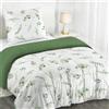 Dreamzie - Copripiumino Singolo 135x200 + Federa 80x80 cm - Motivo | Botanico Verde Salvia · Sacco Piumino · Microfibra Morbida · Reversibile · 2 Pezzi · Cerniera · OEKO-TEX · Facile da Pulire