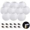 FullBerg 10 lanterne di carta bianca + 10 mini palloncini a LED, luce bianca calda, paralume rotondo per feste e decorazioni (20 cm con LED)