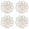 FINGERINSPIRE 4 bottoni a stelo in strass trasparenti di fiori 4 cm, in lega con 1 foro, oro chiaro, da cucire su abbellimenti in cristallo metallico
