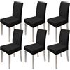 Euleryoo 6 Pezzi Coprisedie con Schienale, Misura Universale Lavabile Estraibile Moderno Coprisedia Elastica, Coprisedie per Soggiorno, Cucina, Casa Décor, Hotel, Festa, Ristorante, Banchetto (Nero)
