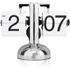 HERCHR Orologio Retro Digitale Meccanico Retrò Con Ingranaggi Interni, Flip Piede Singolo Mechanical Auto Flip Clock, Bianco