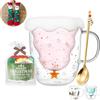 Binoster Graziosa tazza da caffè natalizia a doppia parete, in vetro, per tè e caffè, decorazione per albero di Natale, regalo divertente per donne, uomini, bambini, ragazze, la sua migliore amica